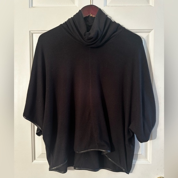 Alice + Olivia Stacey Bendet AIR SM Leather VTG Y2K BlK Short Sleeve Turtleneck - Picture 1 of 13